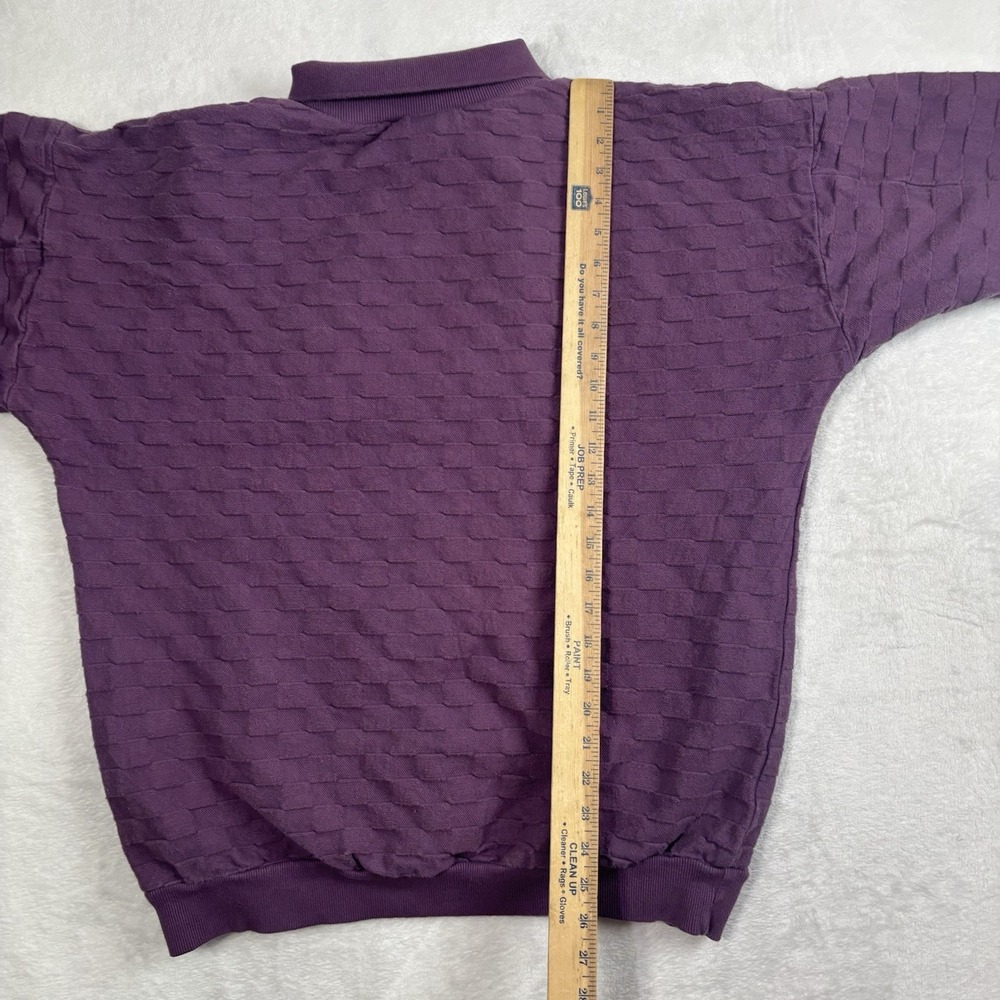 VTG Crazy Shirts San Fransico Purple LS Collared Pullover Sweater Mens M - Picture 7 of 8